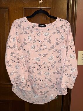 Pink Floral Long-Sleeve Blouse